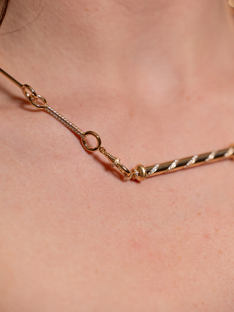 Candy Cane Necklace in Gold & Diamond