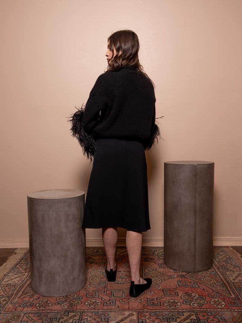 Cashmere Turtleneck with Ostrich Feathers