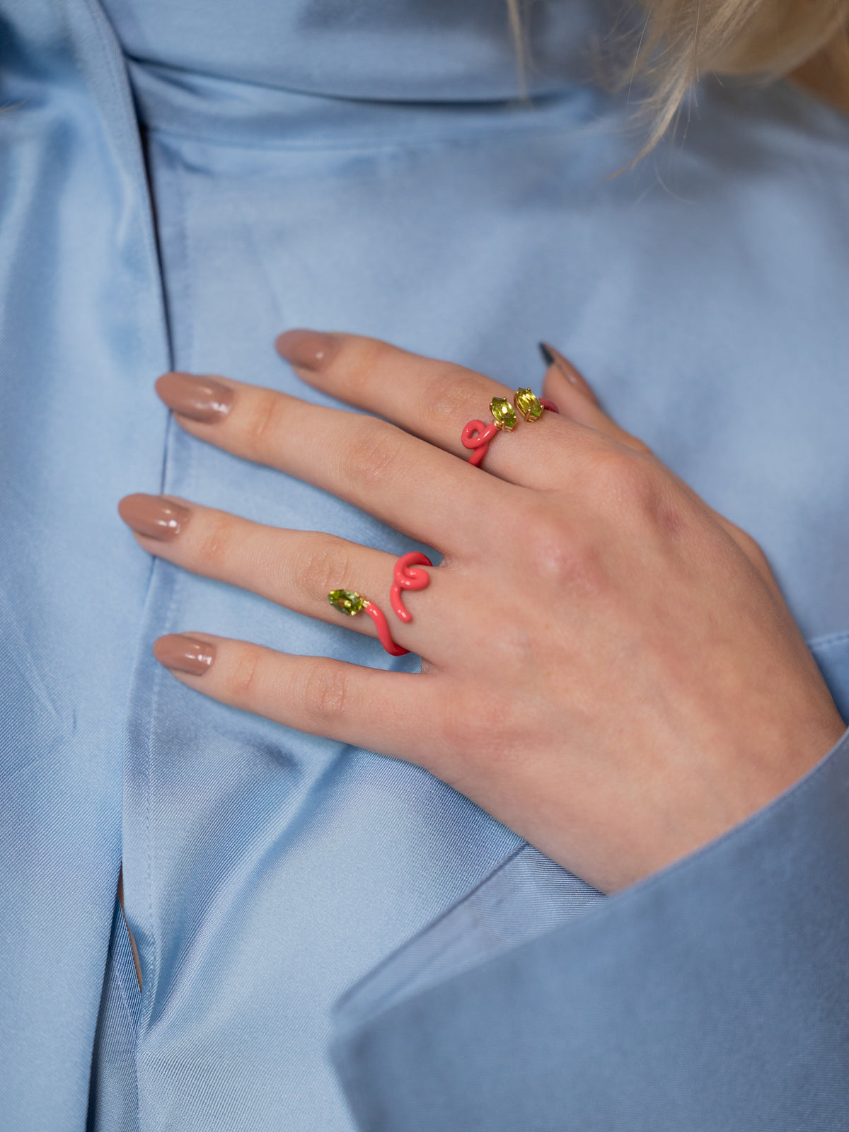 Double Vine Ring in Hot Pink