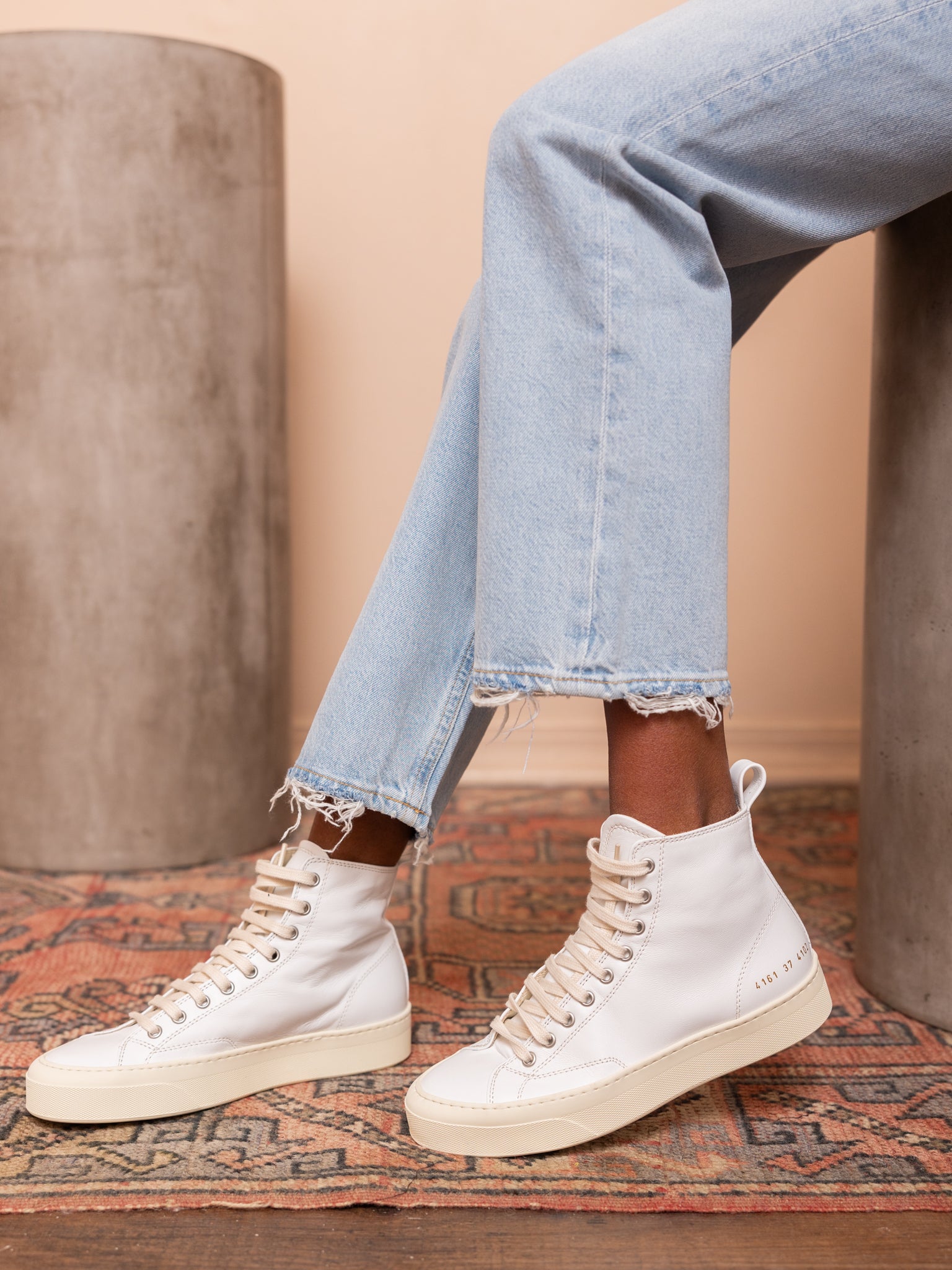 Tournament Leather High Tops in Off White