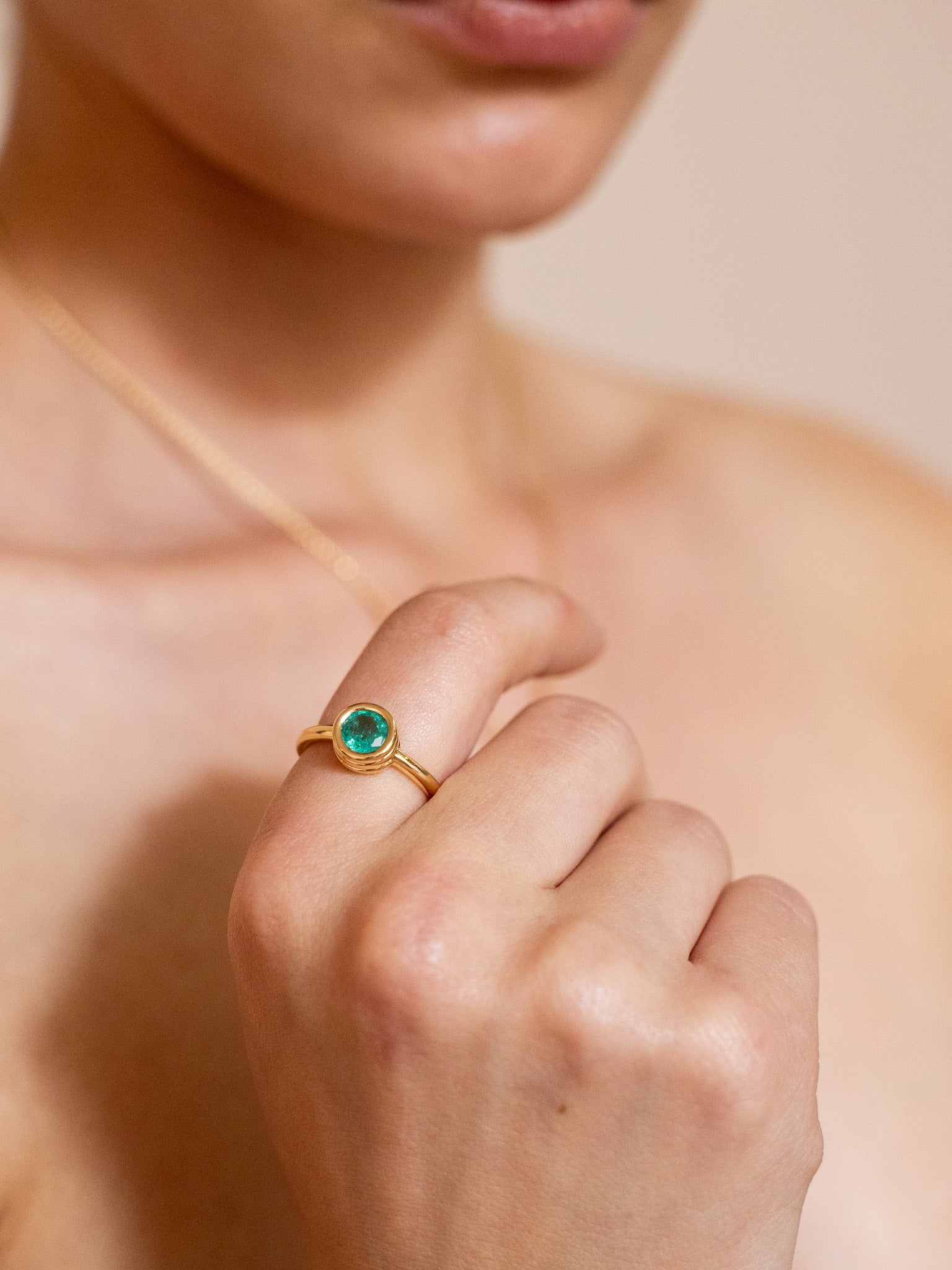 Grotto Ring with Emerald
