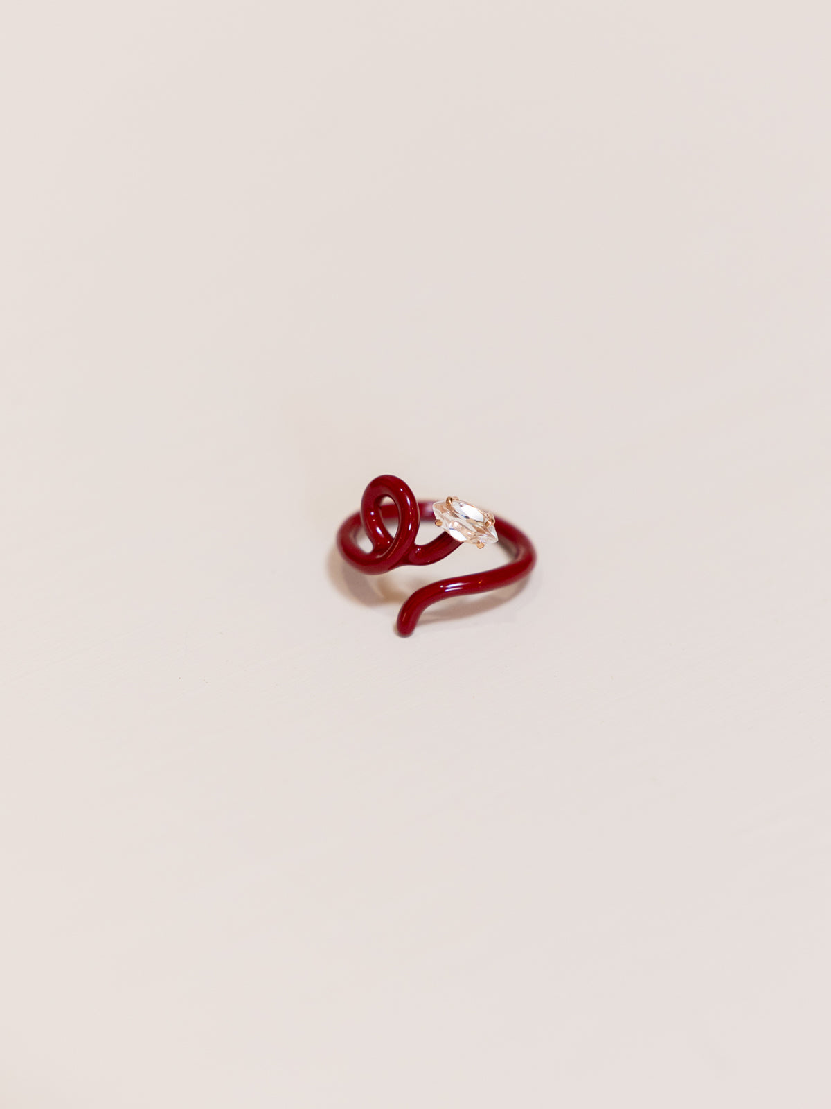 Baby Vine Tendril Ring in Burgundy