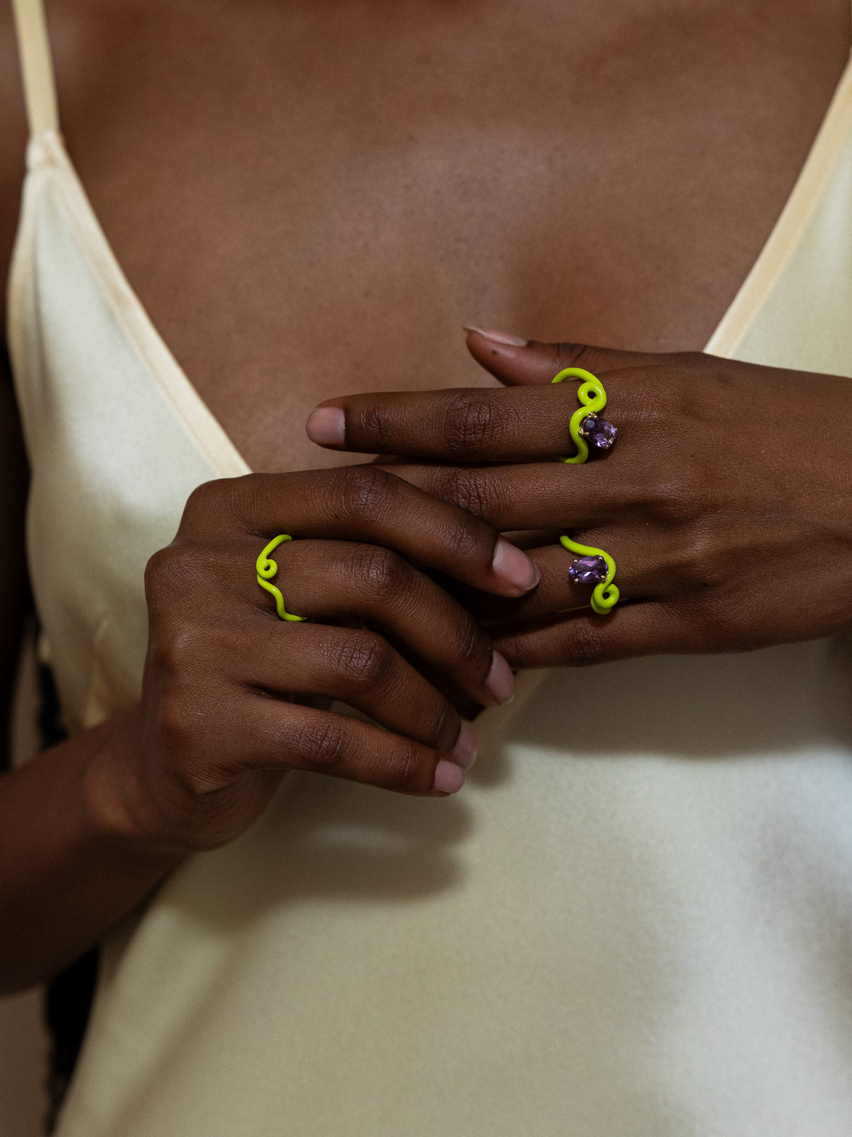 Wave Ring in Lime