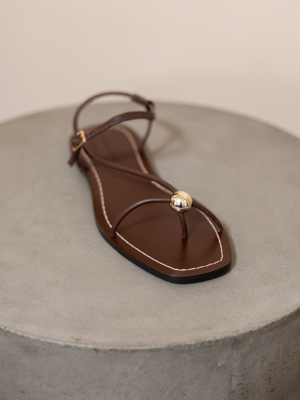Lara Strappy Flat Sandal in Espresso