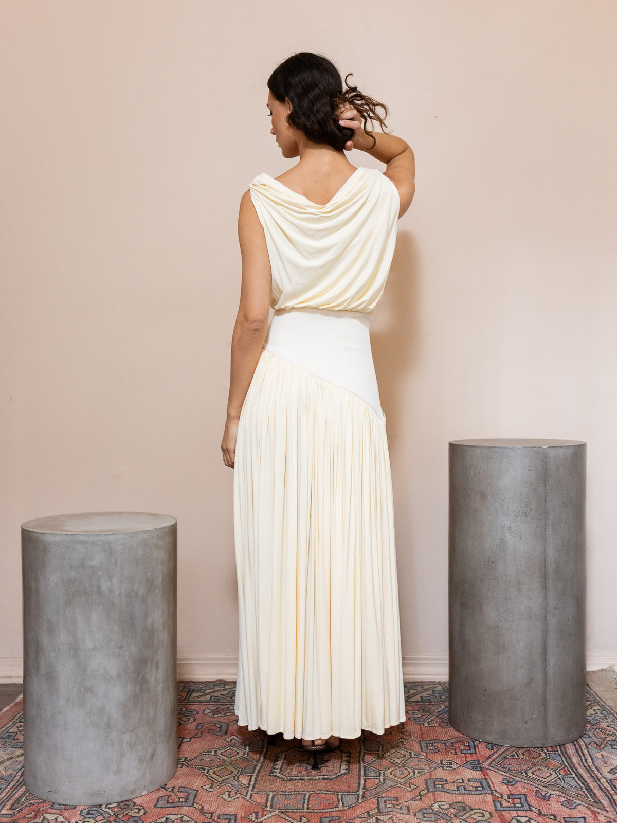 Gwen Drape Dress in Cream