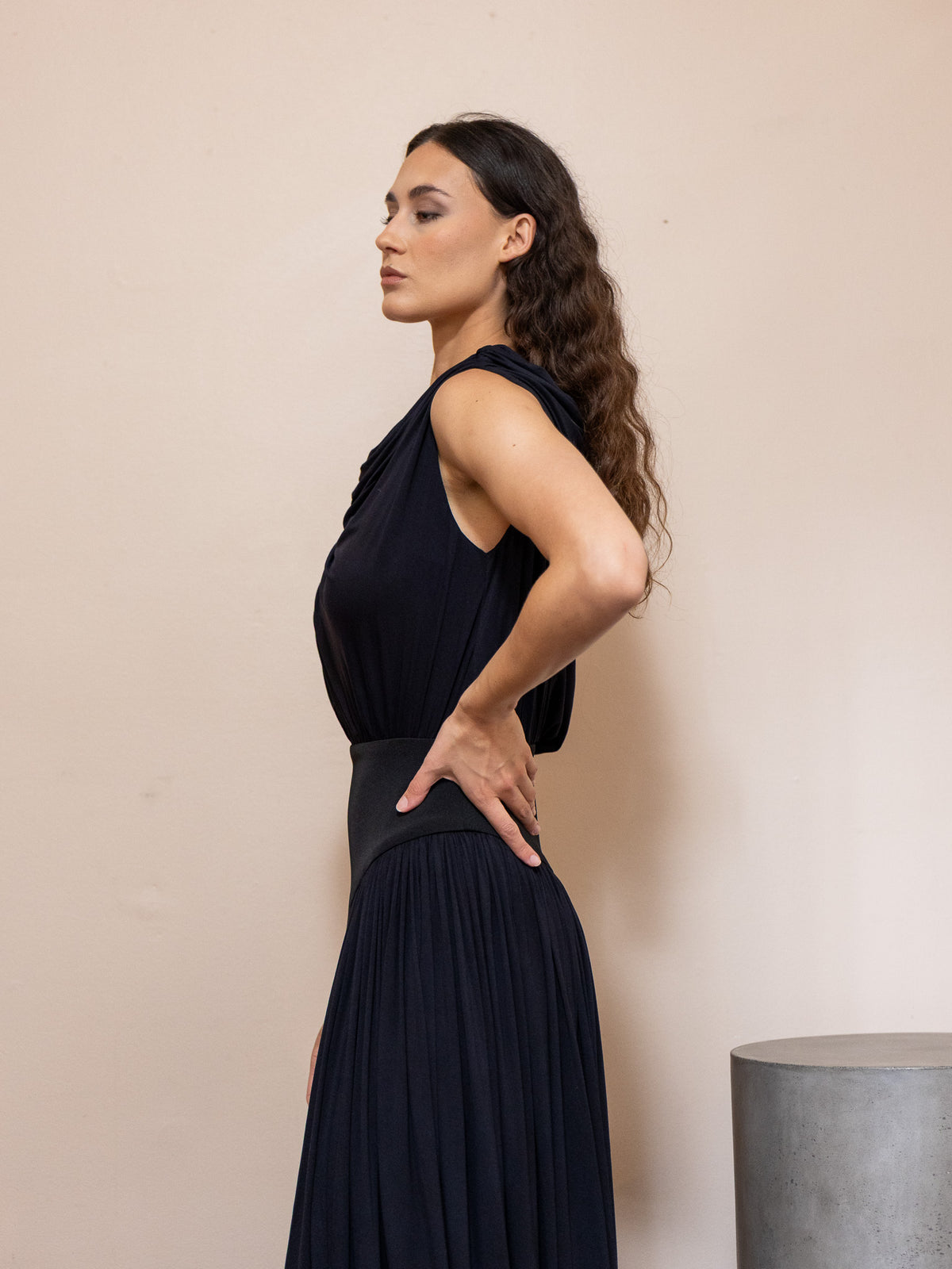 Gwen Drape Dress in Black
