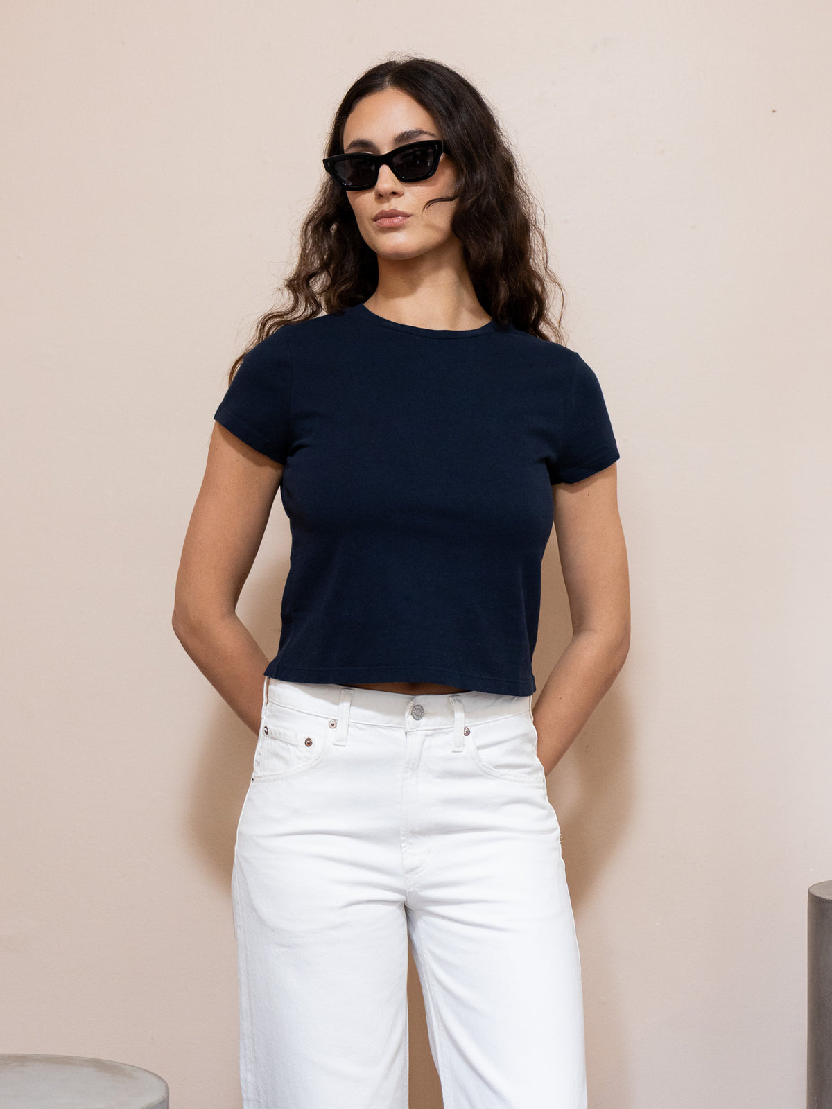 Adine Shrunken Tee in Dark Navy