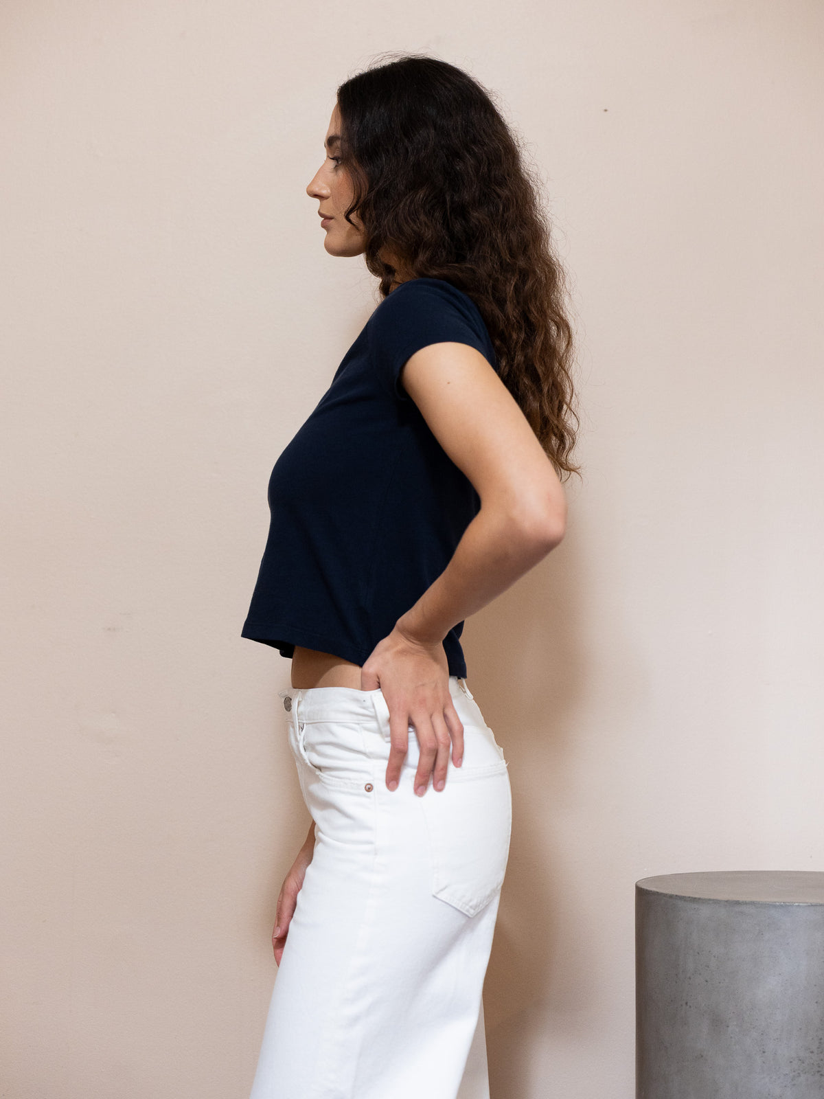 Adine Shrunken Tee in Dark Navy