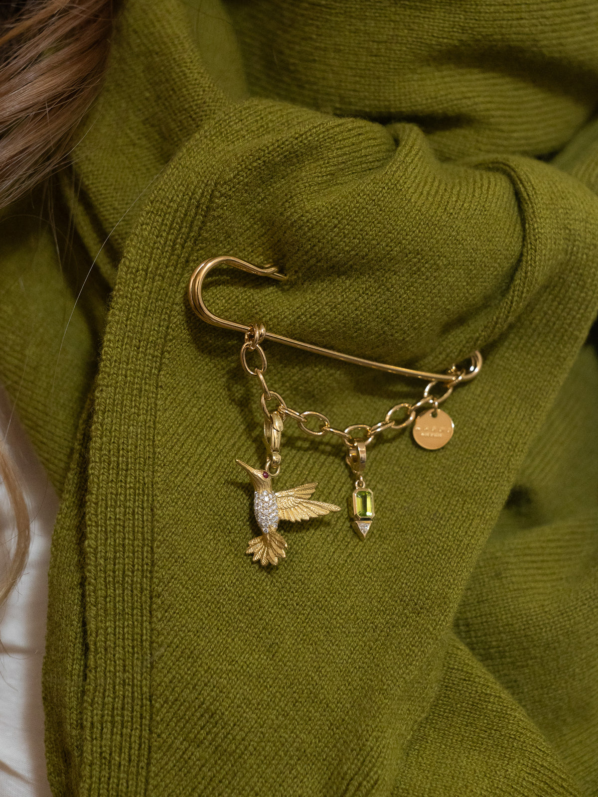 Peridot and Trillion Diamond Charm