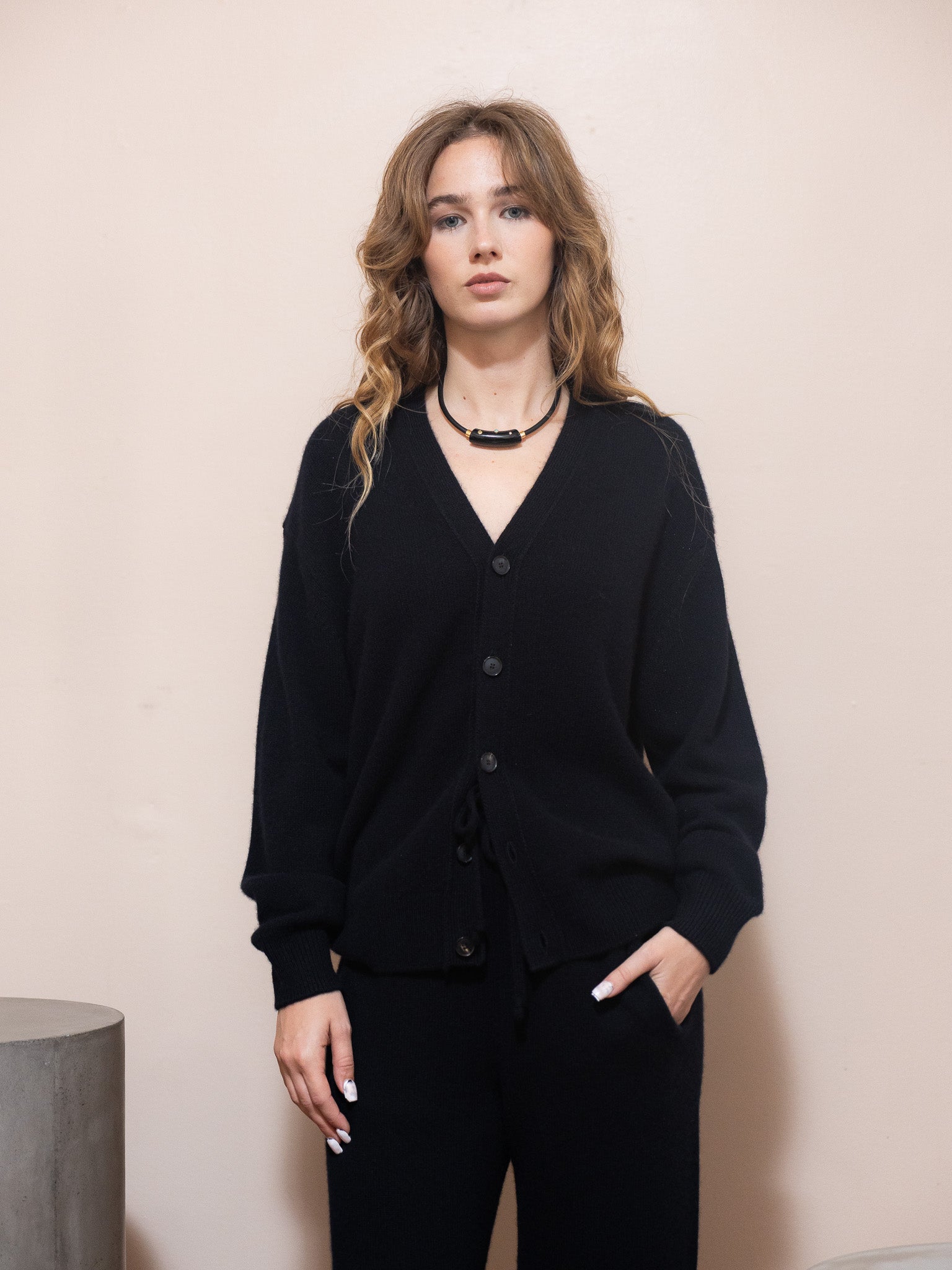 Baby Cashmere Knit Cardigan in Black