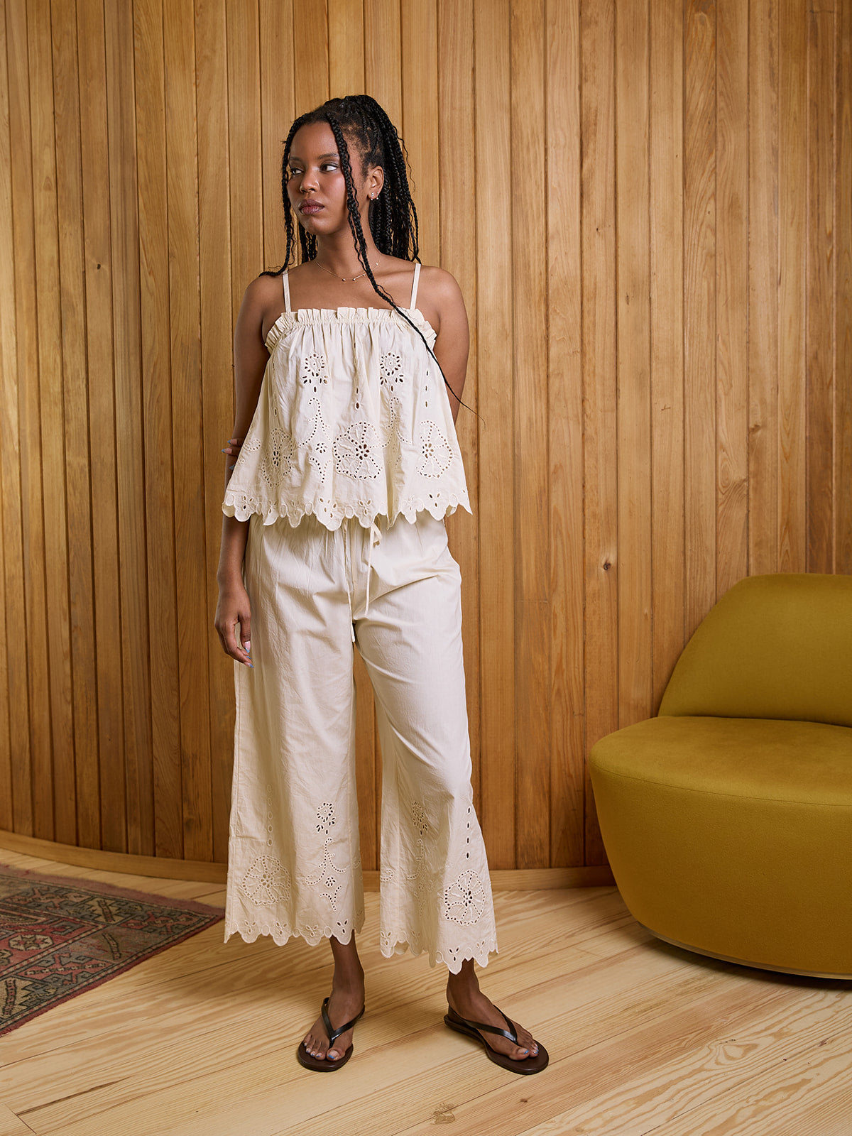 Embroidered Kari Pull-On Pant
