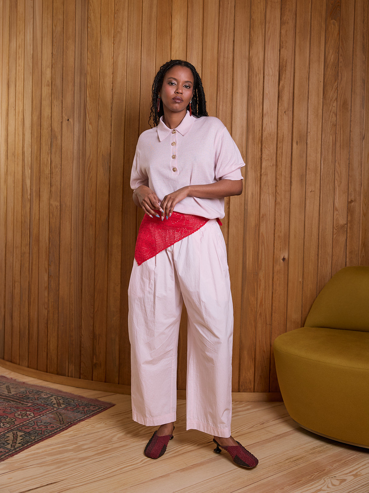 Spa Pleat Pant in Rose