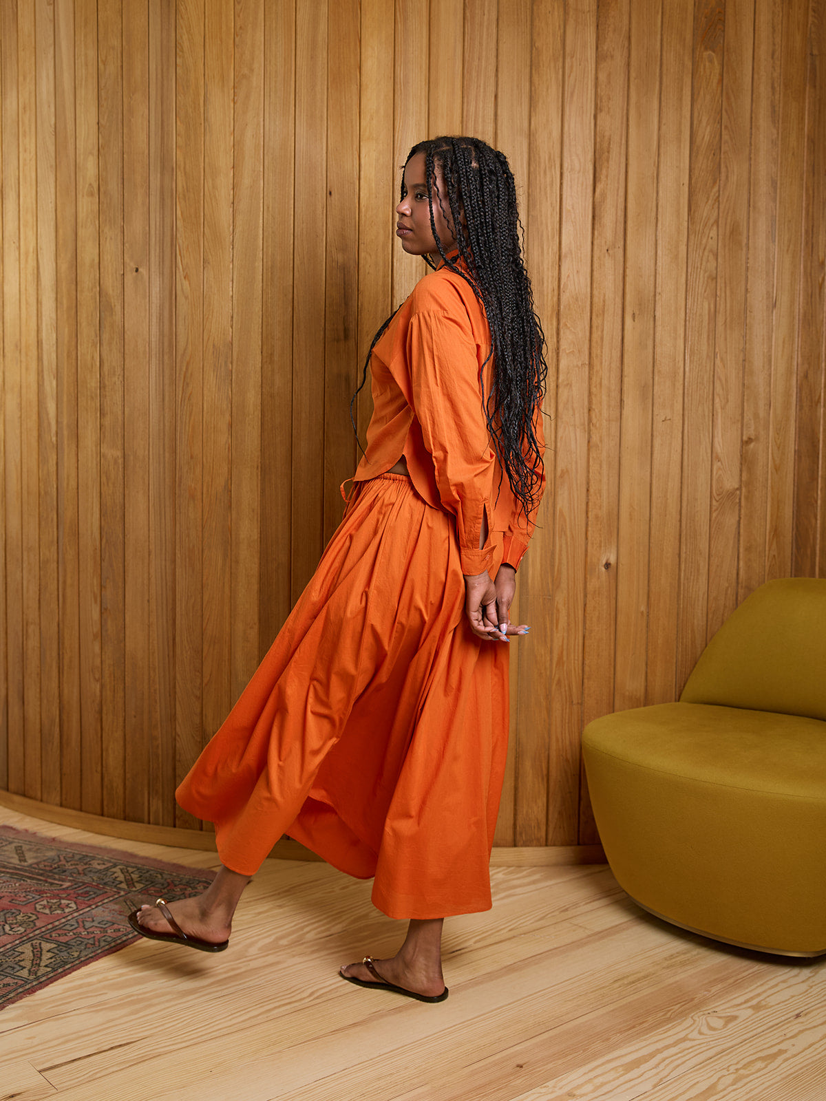 Cropped Isolde Button Down in Persimmon