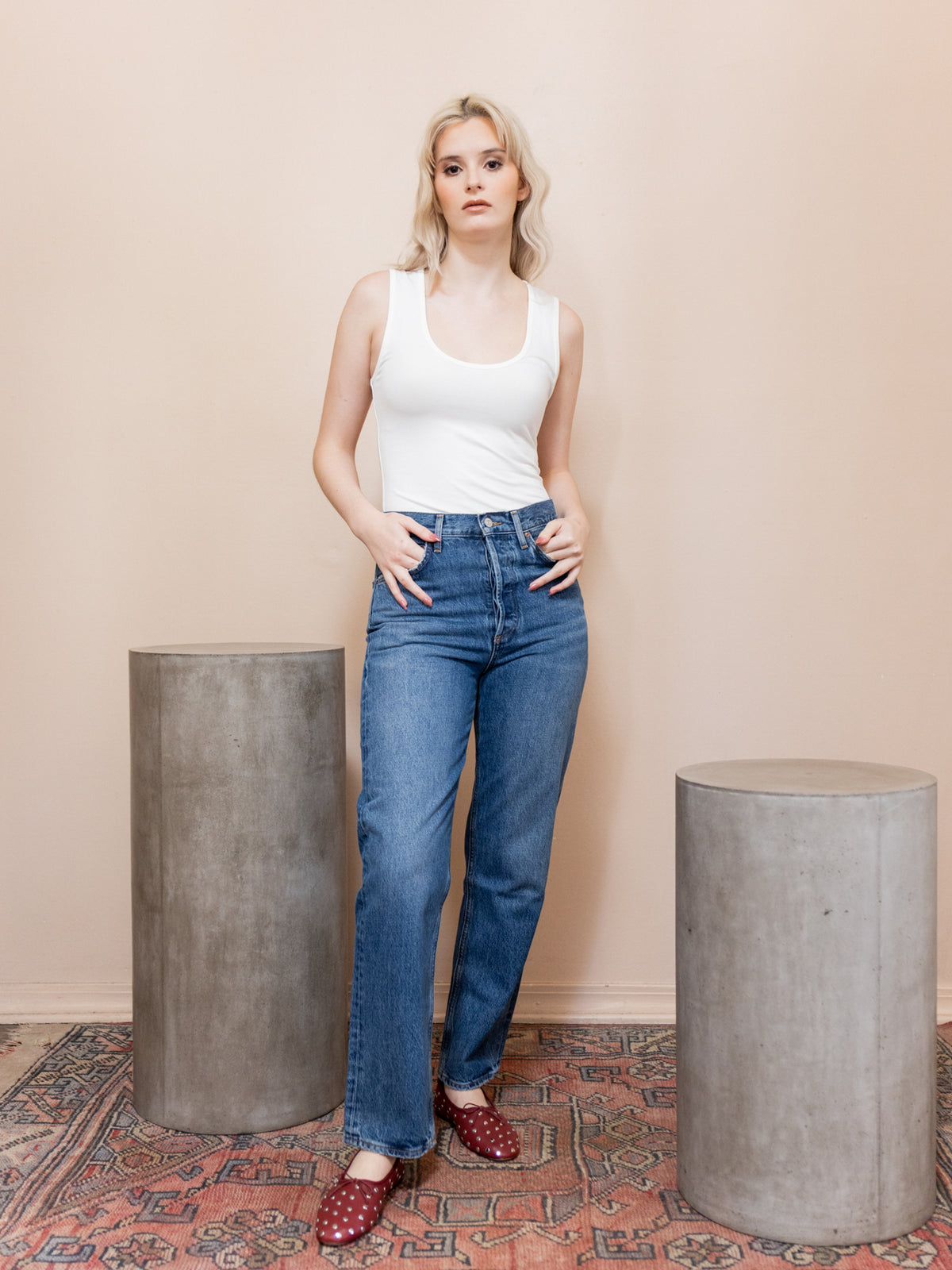 Uri Low-Cut Tank in Cream