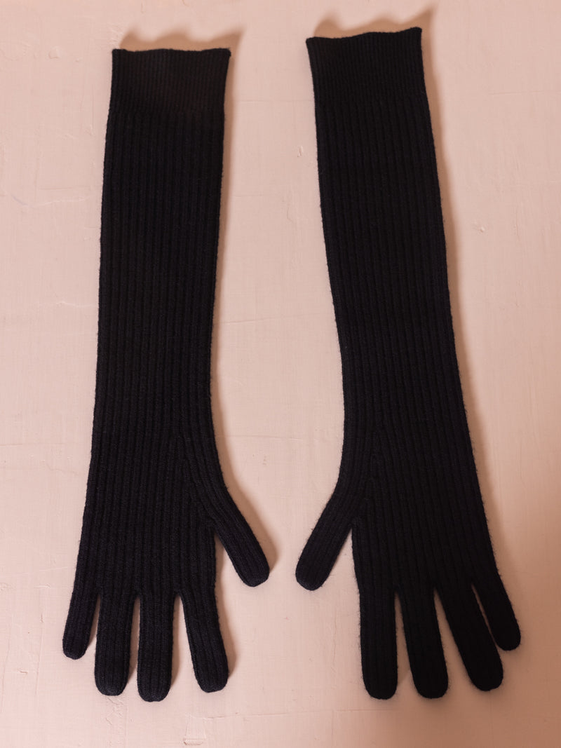 Dore Black Merino Rib Gloves