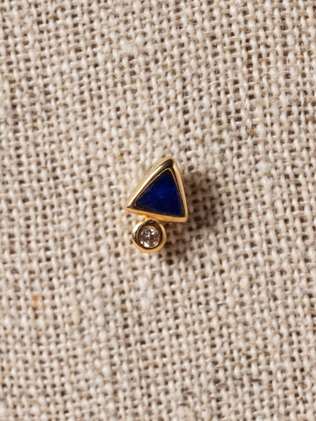 Triangle Dot Stud in Lapis