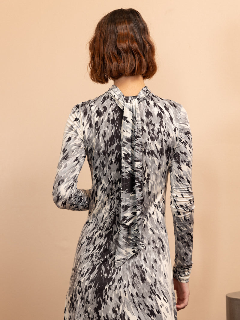 Fur-Print Jersey Dress