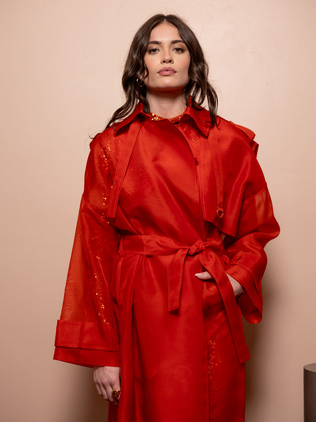 Organza Double Breasted Trench