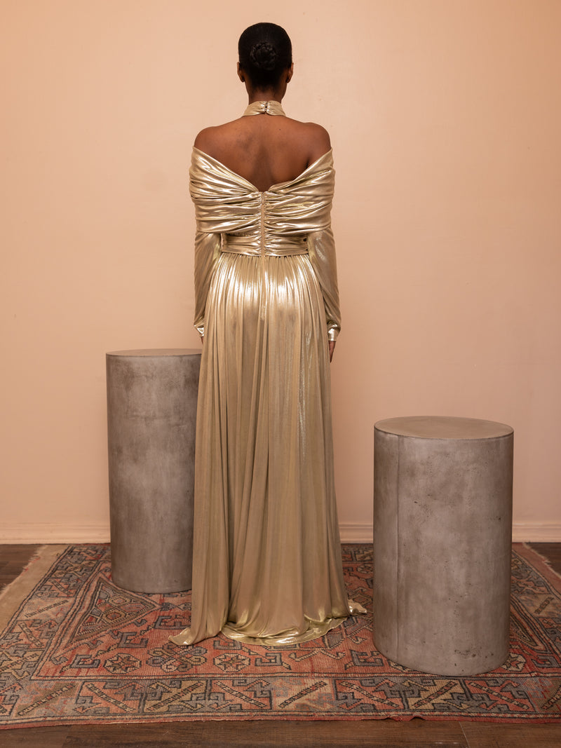 Gold Lamé Jersey Dress