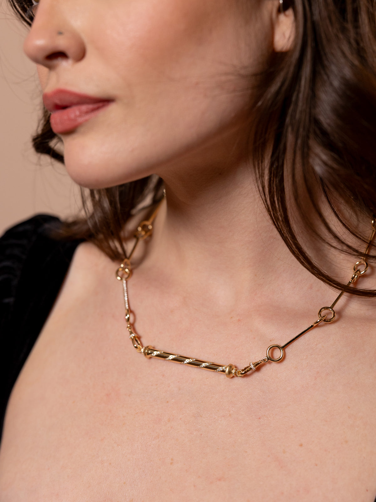 Candy Cane Necklace in Gold & Diamond