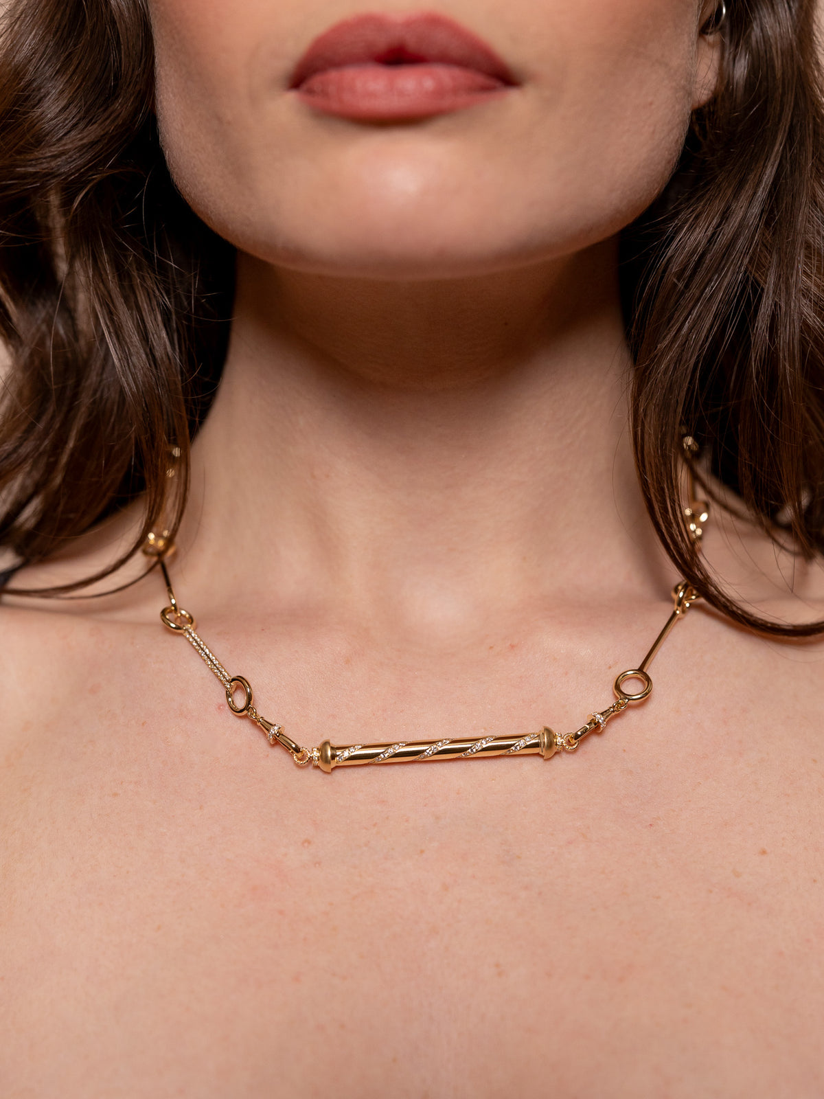 Candy Cane Necklace in Gold & Diamond