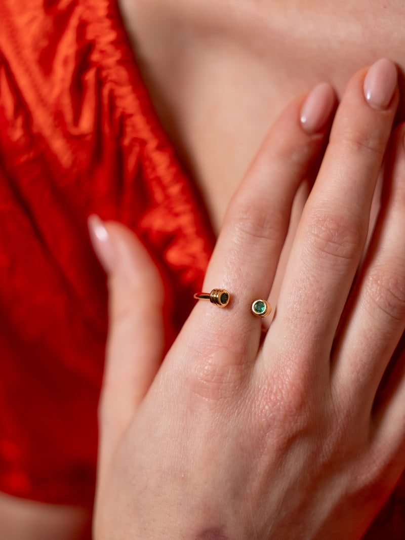 Open Grotto Ring with Emeralds