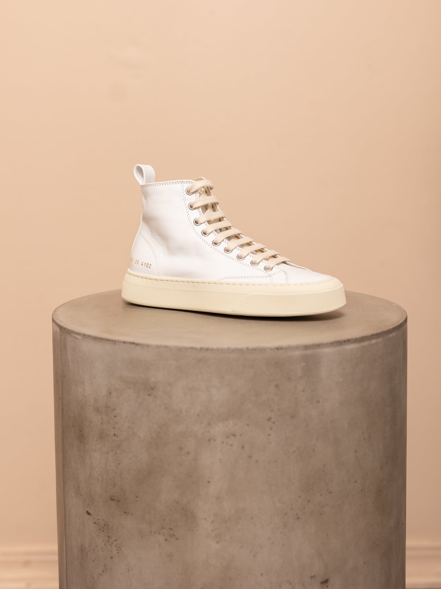 Tournament Leather High Tops in Off White