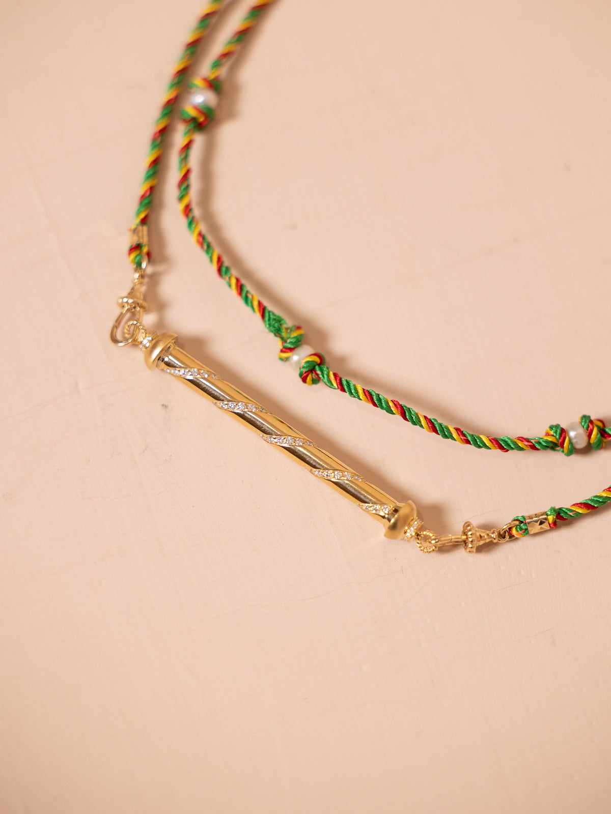 Candy Cane Necklace in Gold & Diamond