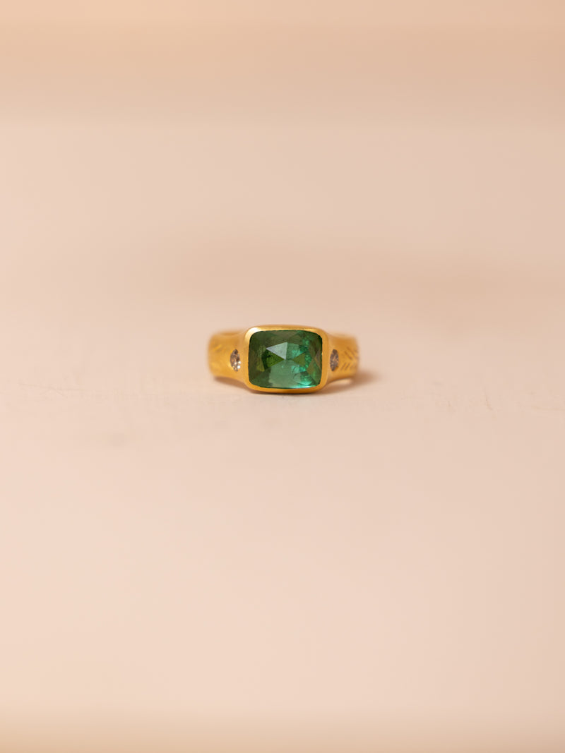 Green Tourmaline Olive Branch Ring