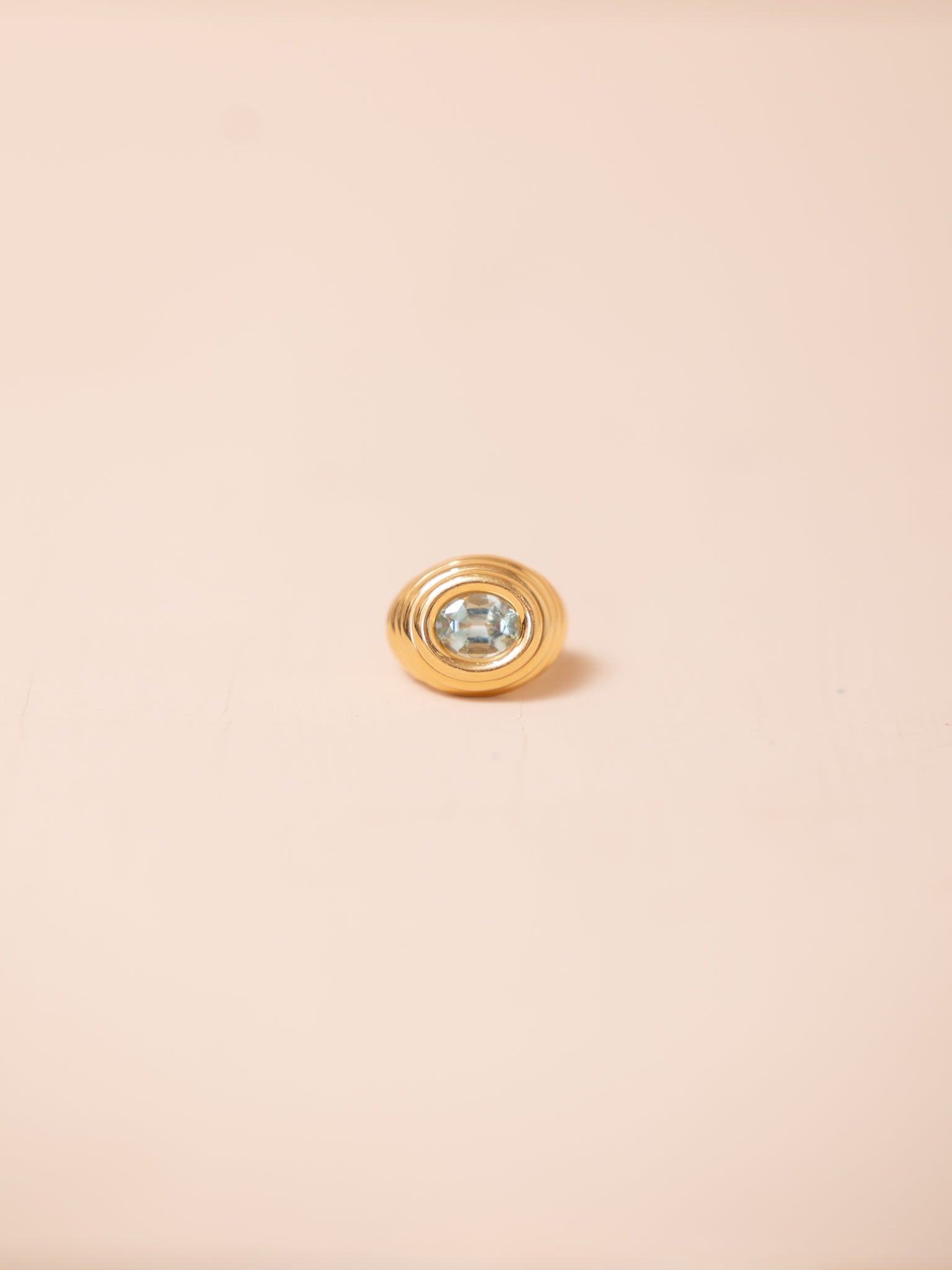 Aquamarine Ripple Pinky Ring