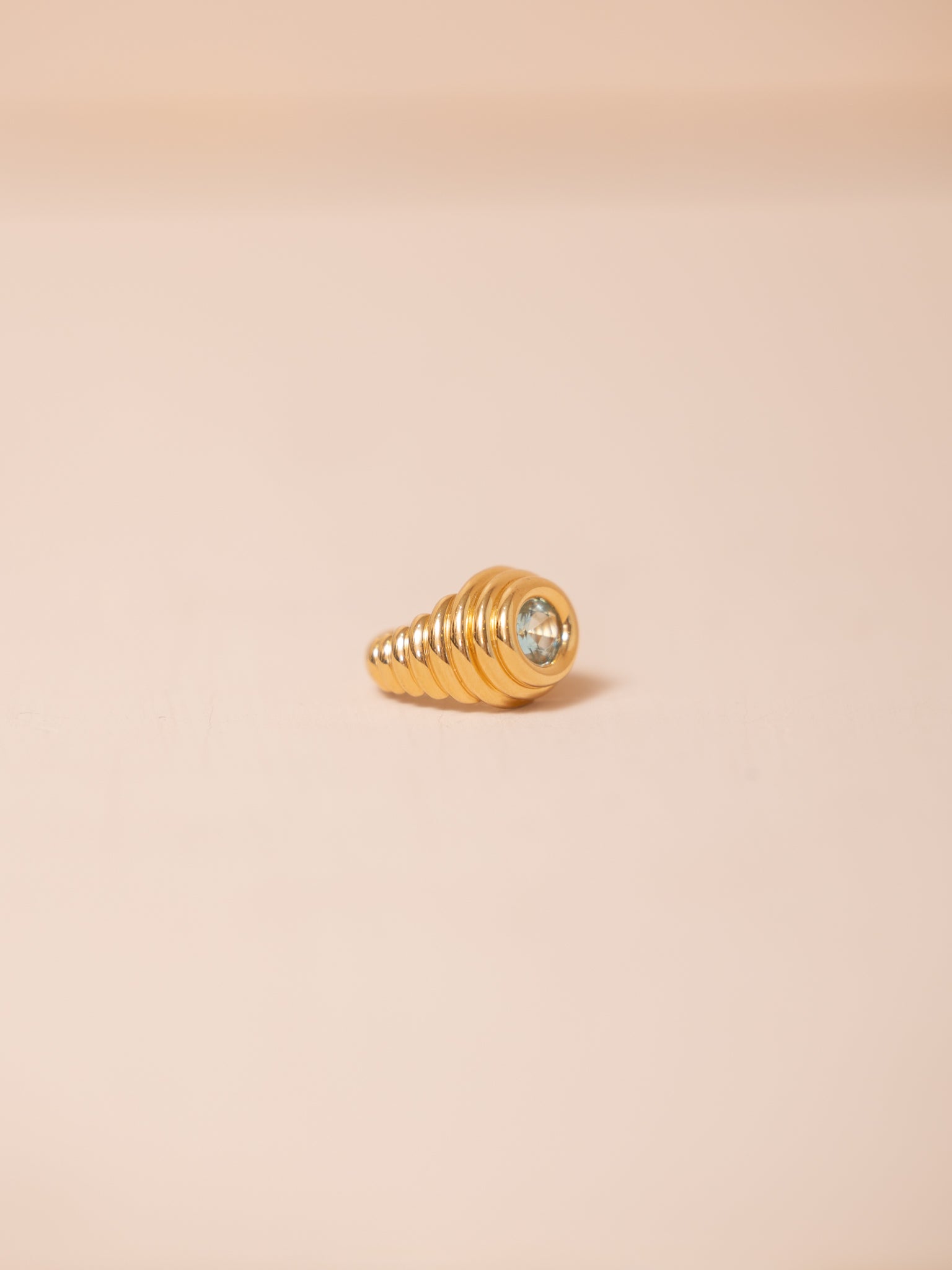 Aquamarine Ripple Pinky Ring