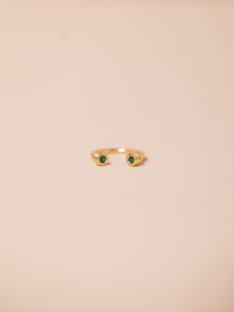 Open Grotto Ring with Emeralds