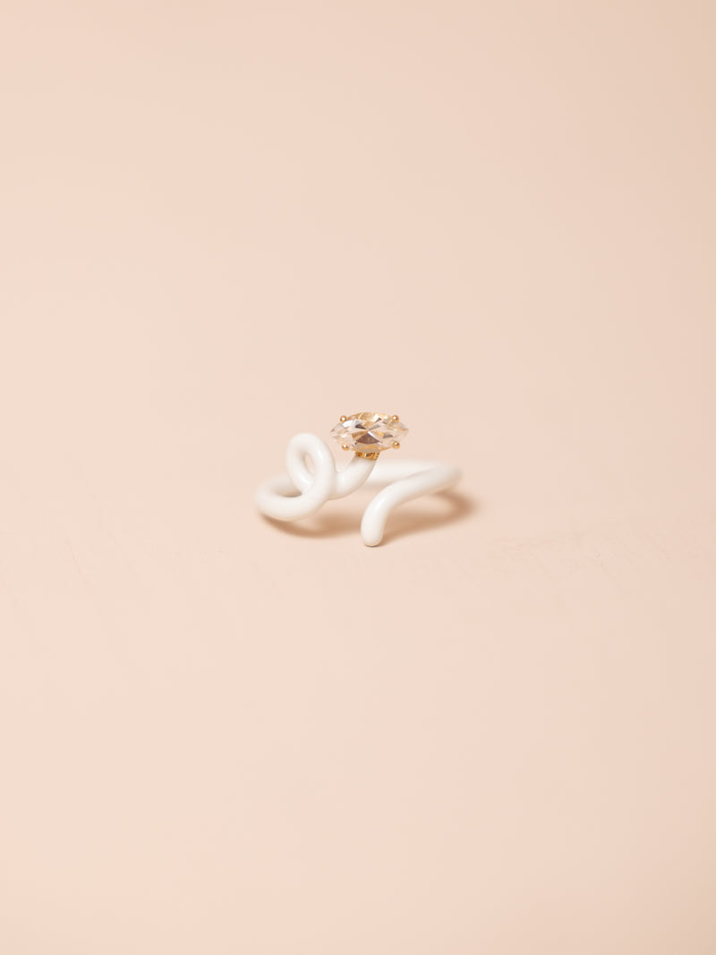 Baby Vine Tendril Ring in White
