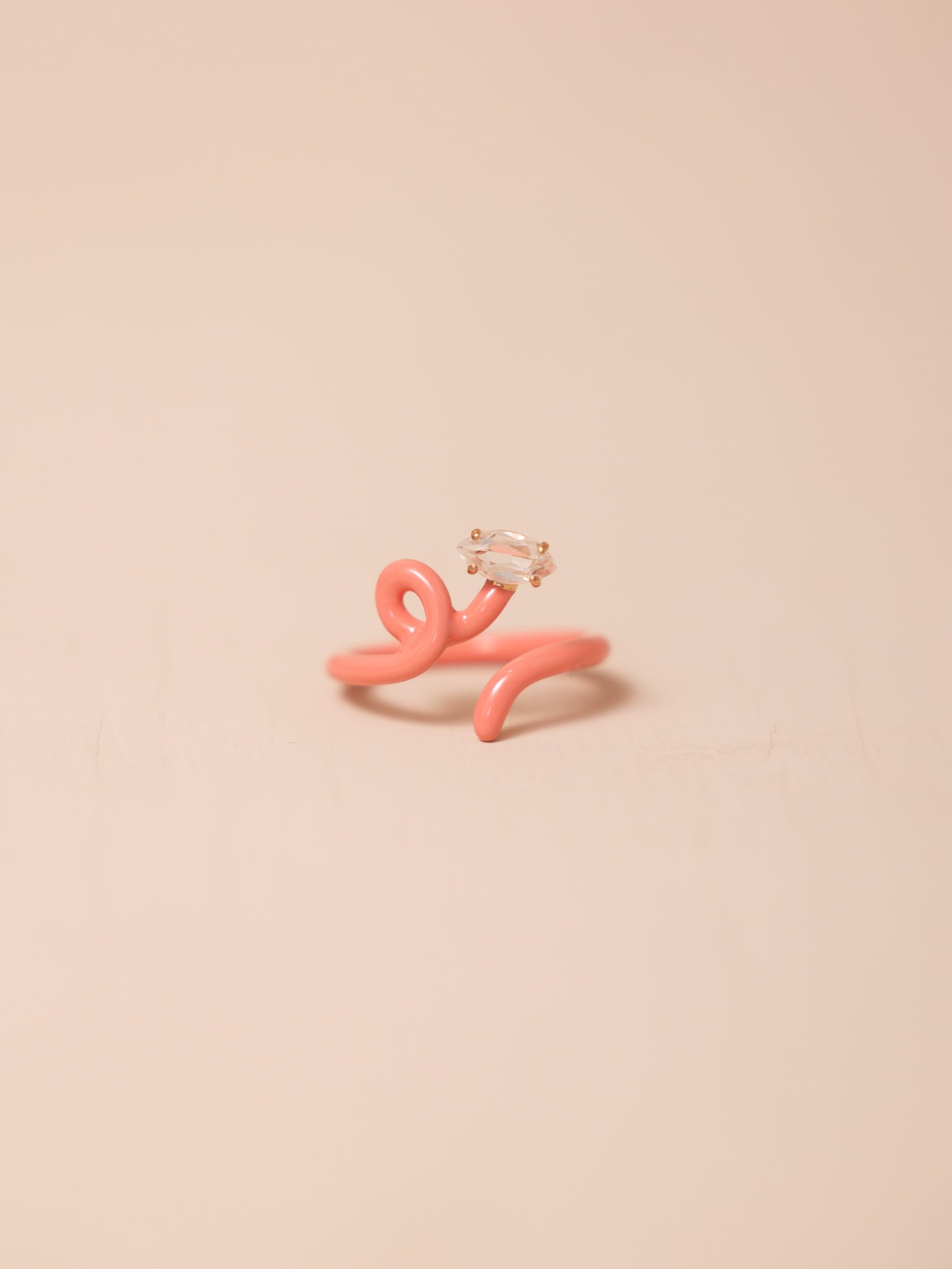 Baby Vine Tendril Ring in Coral