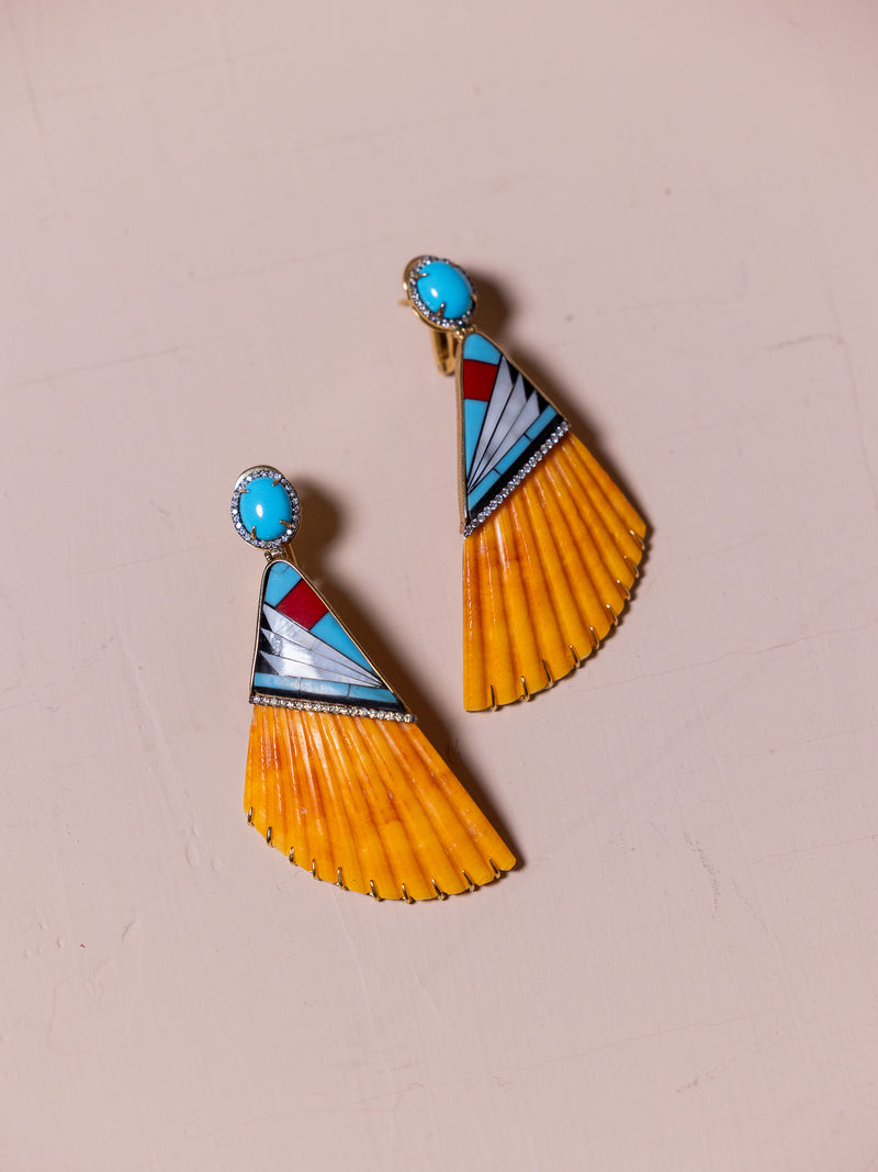 Turquoise Pecten Shell Earrings