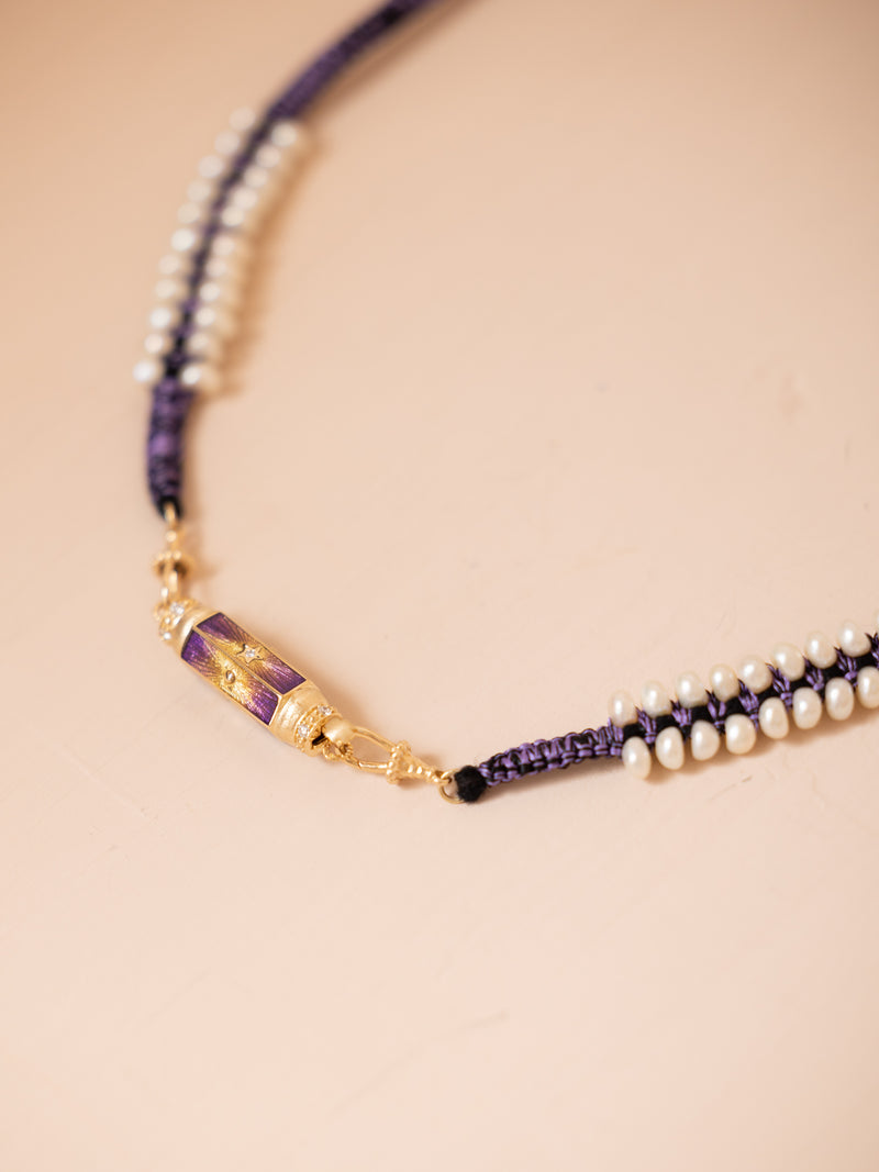 50 cm Ica Mauli Pearl Necklace in Purple & Black