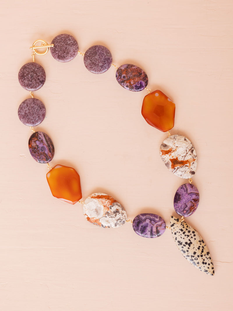 Lepidolite, Agate, and Jasper Necklace