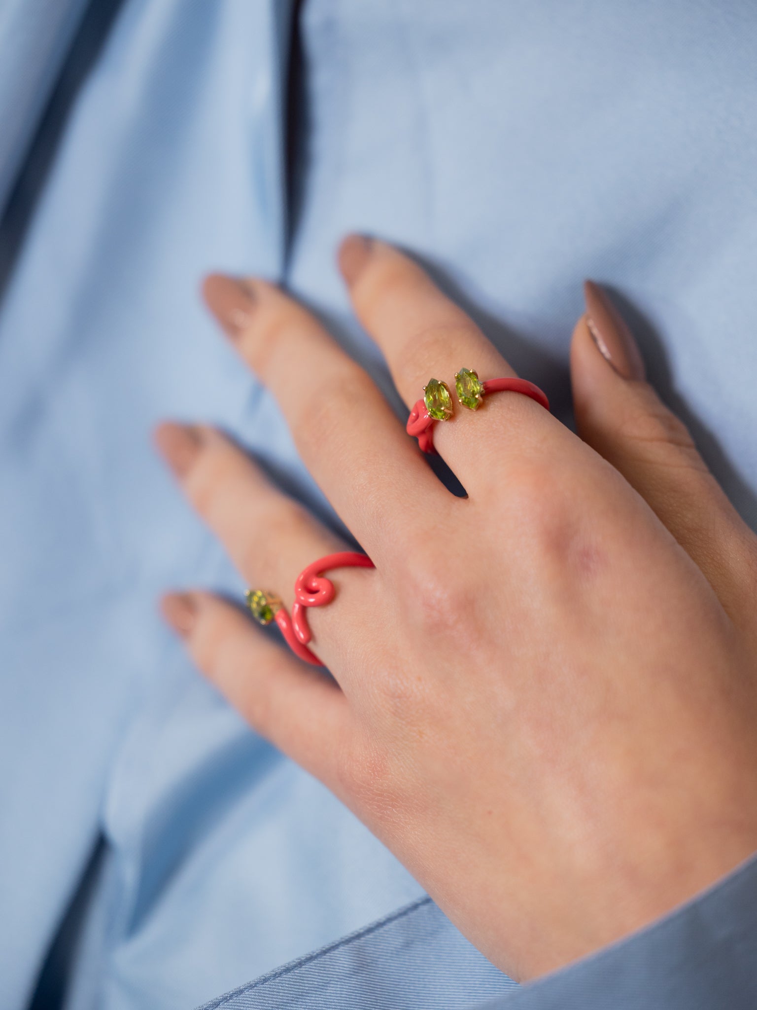 Double Vine Ring in Hot Pink