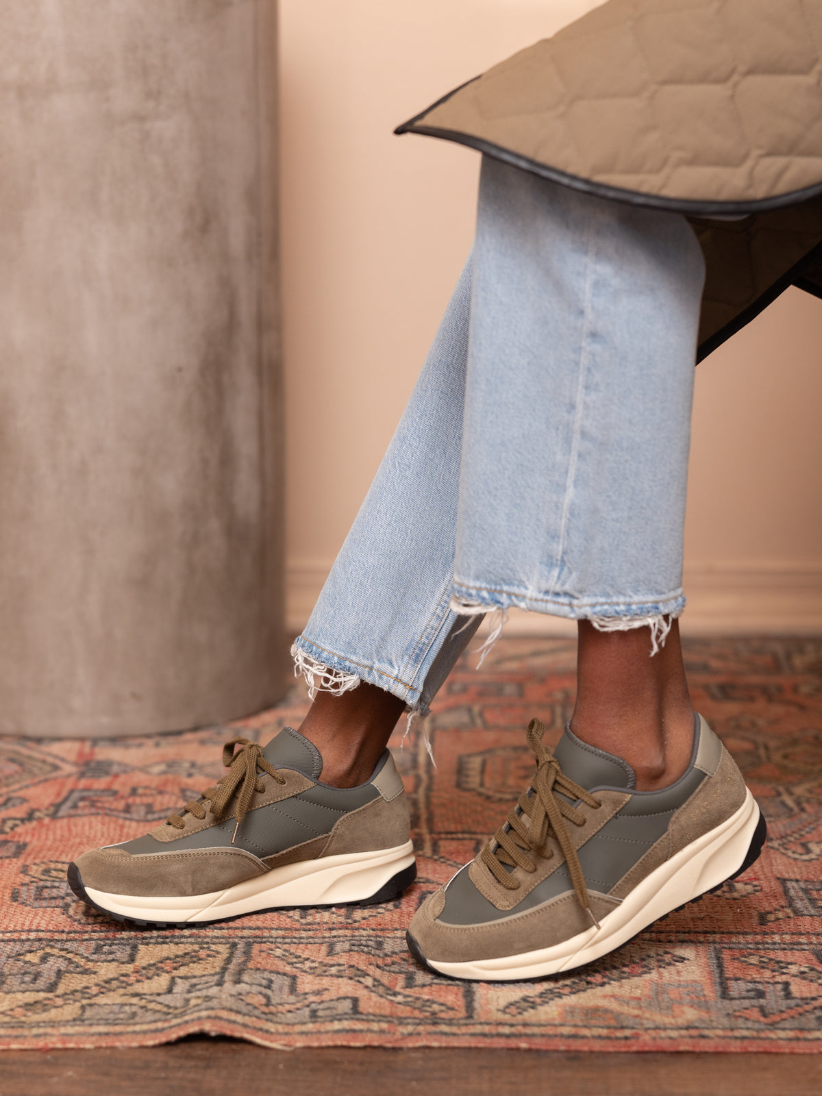 Track Technical Sneakers in Olive