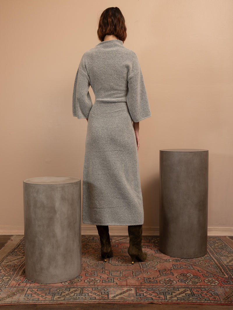 Viscose Wool Knit Dress in Grey