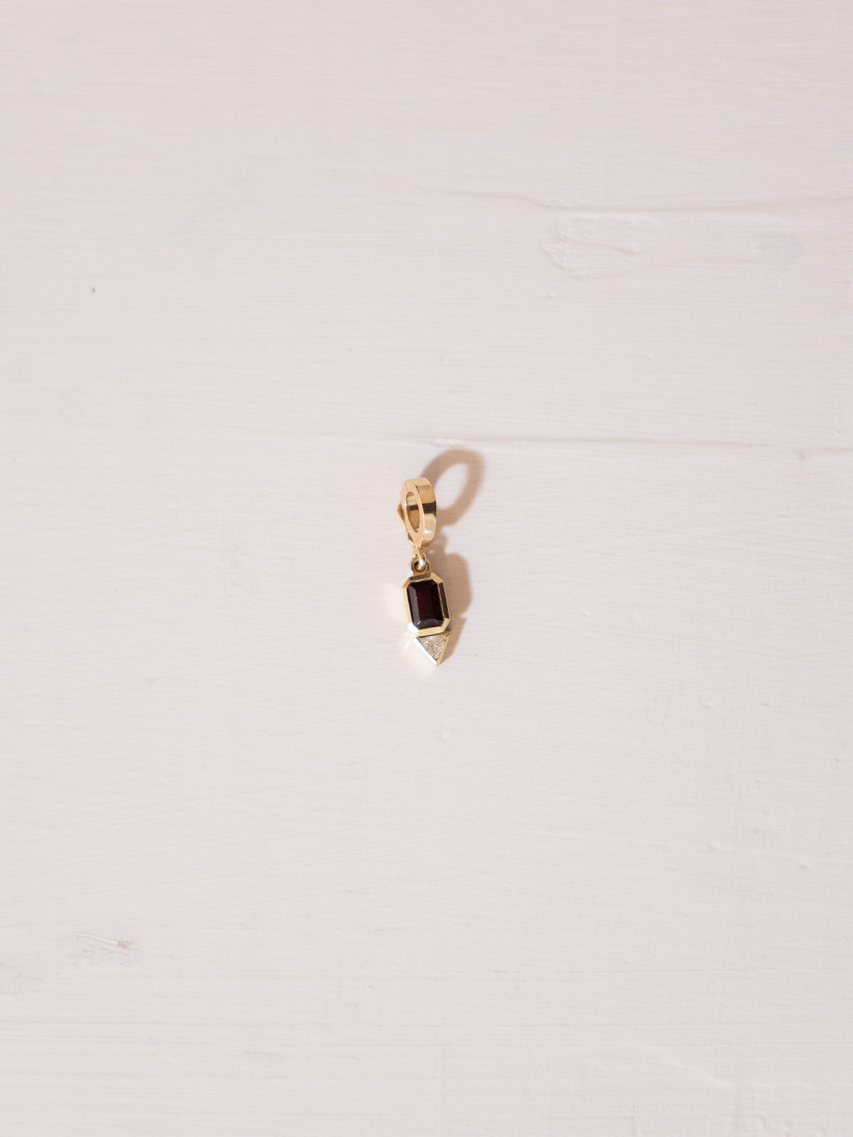 Garnet and Trillion Diamond Charm