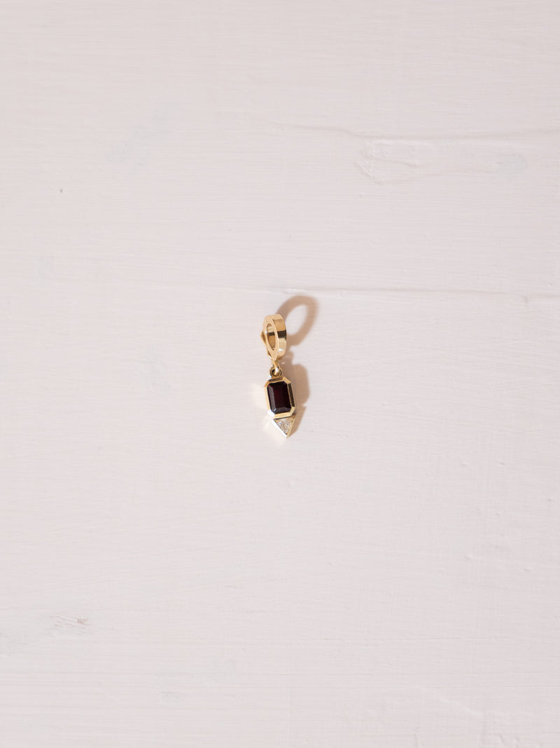 Garnet and Trillion Diamond Charm