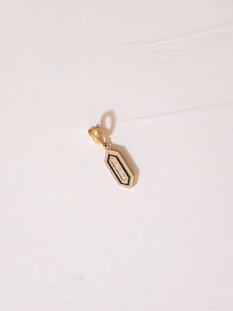 N/S Triple Diamond Enamel Charm