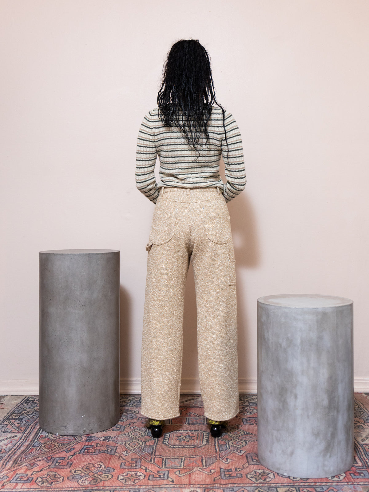 Rib Knit Boat Neck Top in Beige