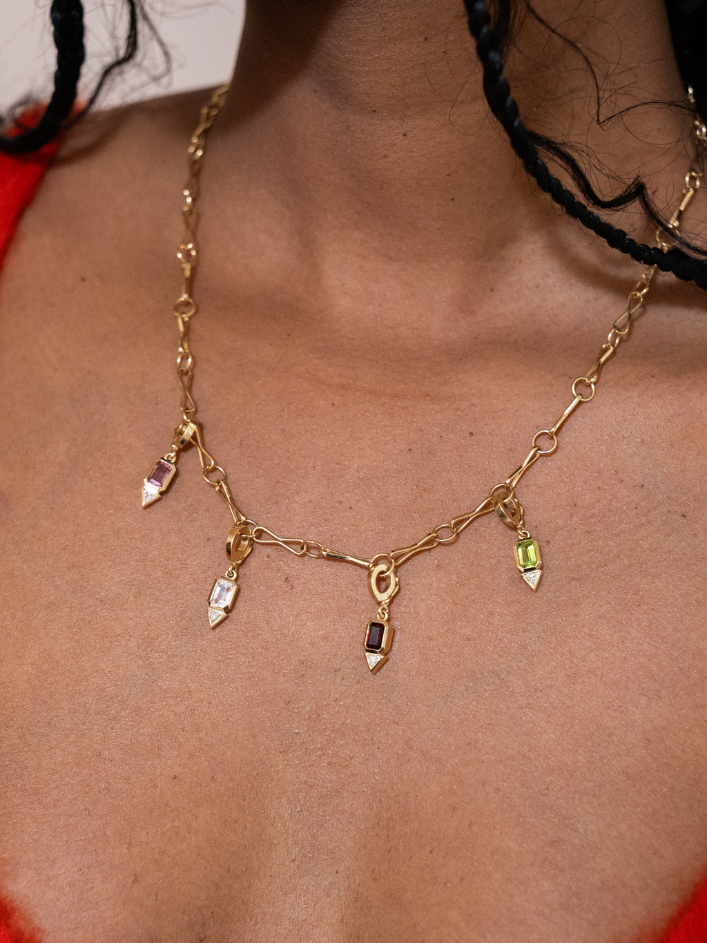 Garnet and Trillion Diamond Charm