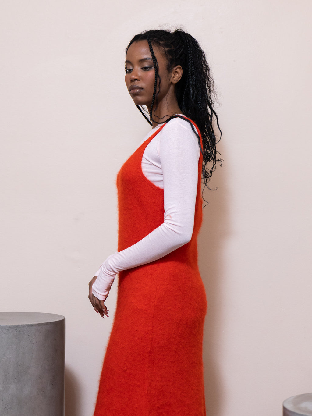 Sheer Rib Longsleeve Tee in Pink