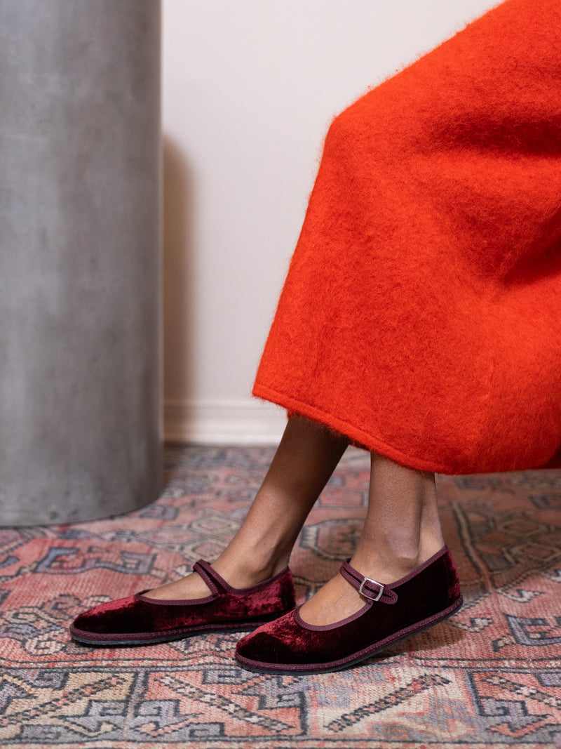 Mary Jane Satin Velvet Shoe