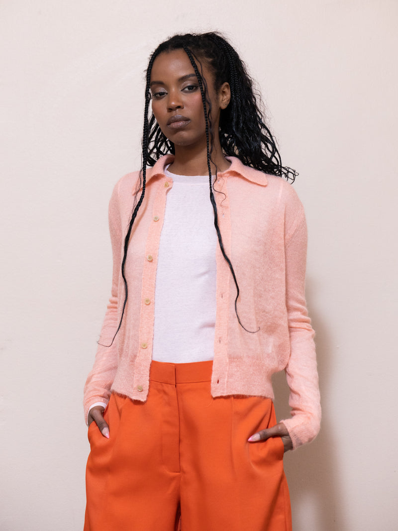 Kid Mohair Sheer Knit Cardigan