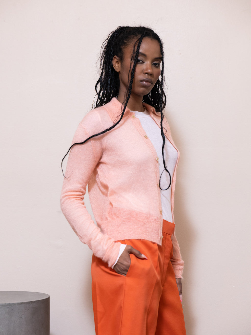 Kid Mohair Sheer Knit Cardigan