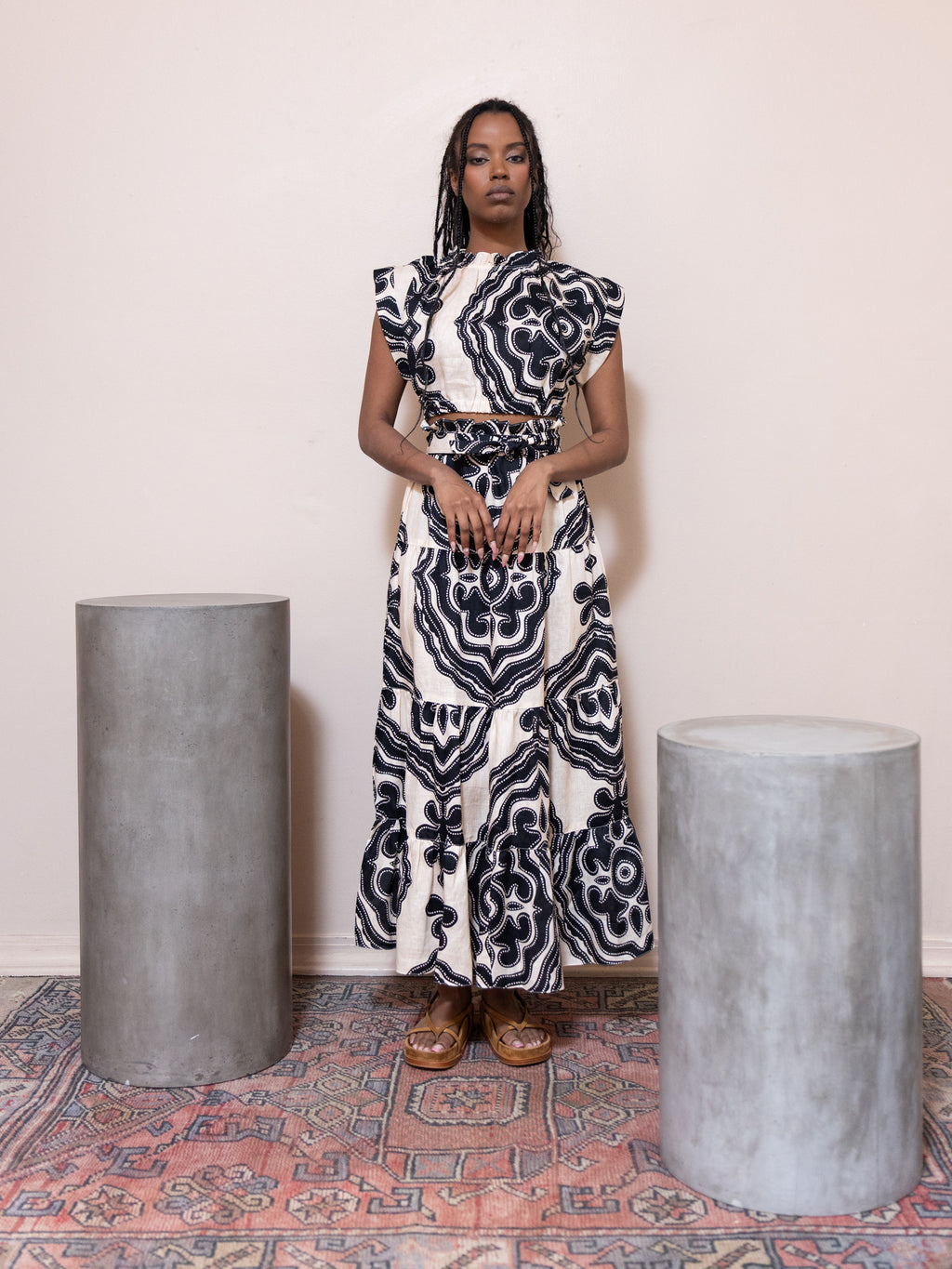 Muna Ruched Crop Top in Black